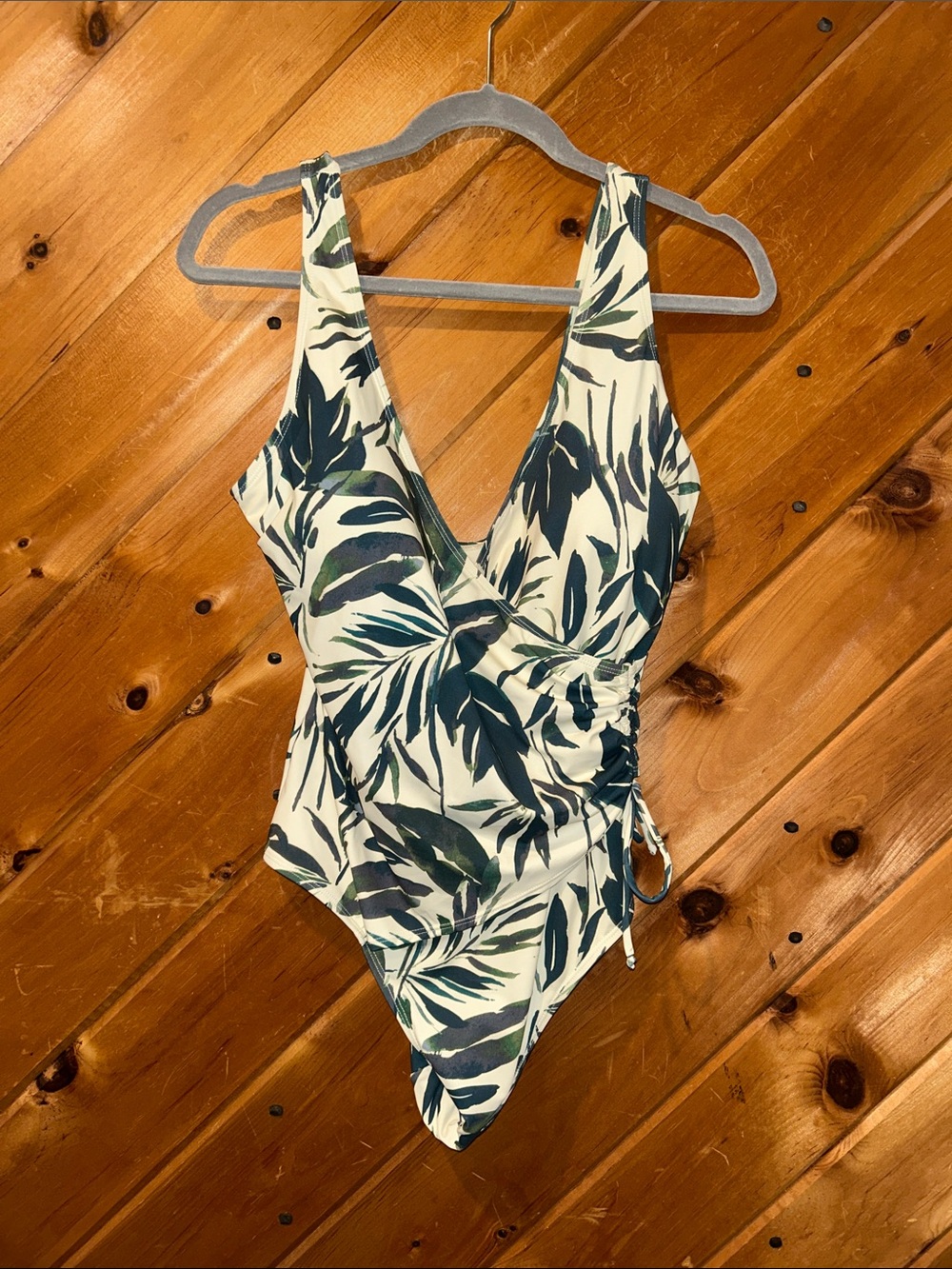 Primark green and cream palm leaf print one-piece swimsuit